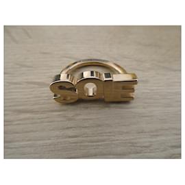 Hermès-Bufanda Hermès anillo "seda" metal dorado-Gold hardware