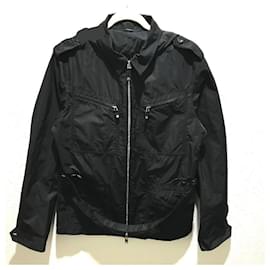 Gucci-*GUCCI Gucci webbing line outer zip-up jacket nylon jacket polyester/cotton men's black black-Black