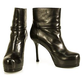 YSL Yves Saint Laurent black leather Tribute ankle bootie EU 37 Black