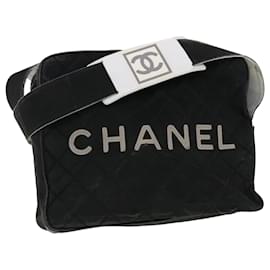 Chanel-CHANEL Sports Matelasse Shoulder Bag Canvas Black White CC Auth yk6515-Black,White