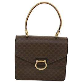 Céline-CELINE Macadam Canvas Hand Bag PVC Leather Brown Auth ar9218-Brown