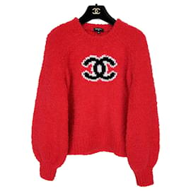 Chanel-Iconic Teddy Logo Jumper-Red