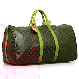 Louis Vuitton-Louis Vuitton Brown Monogram Keepall Bandouliere 55-Brown