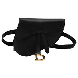 Riñonera Dior Saddle de cuero negro Negro