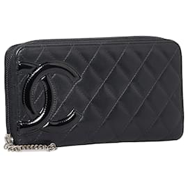 Chanel-Portefeuille zippé Chanel Black Cambon Ligne-Noir