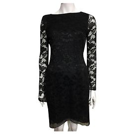 Diane Von Furstenberg DvF Zarita Vestido longo de renda preto Preto