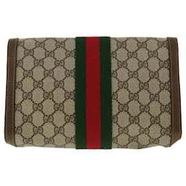 Gucci-GUCCI GG Canvas Web Sherry Line Clutch Bag Beige Red 41014308725 auth 40097-Red,Beige