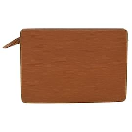 Louis Vuitton-LOUIS VUITTON Epi Pochette Homme Clutch Bag Brown M52528 LV Auth 40406-Brown