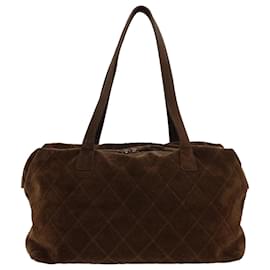 Chanel-CHANEL Boston Bag Suede Brown CC Auth bs4861-Brown