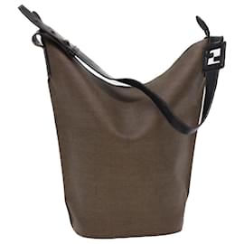 Fendi-FENDI Sac à bandoulière en cuir PVC Marron foncé Auth ar9213-Marron foncé