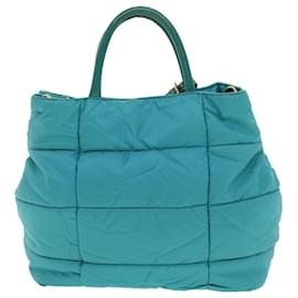 Prada-PRADA gesteppte Handtasche aus Nylon 2Weg Türkisblau Auth 40351-Andere