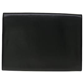 Louis Vuitton-LOUIS VUITTON Opera Line Clutch Bag Leather Black M63962 LV Auth 40428-Black