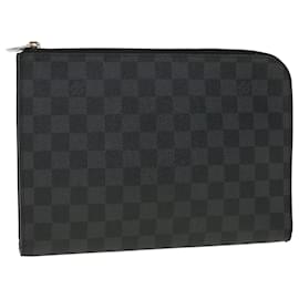 Louis Vuitton-LOUIS VUITTON Damier Graphite Pochette Jules PM Clutch Bag N60113 LV Auth 40471-Other
