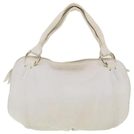 Céline-CELINE Shoulder Bag Leather White PP-SA-1027 Auth th3524-White