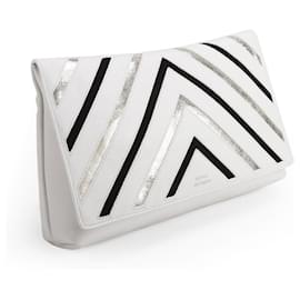 Matthew Williamson-Matthew Williamson Nomad Metallic Stripe Leather Clutch Bag-White