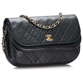 Chanel-Chanel Black Matelasse Half Moon Flap Bag-Black