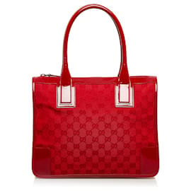 Gucci-Gucci Red GG Canvas Handbag-Red