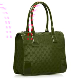 Gucci-Gucci Red GG Canvas Handbag-Red