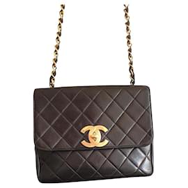 Chanel-Vintage Chanel classic square single flap bag-Black