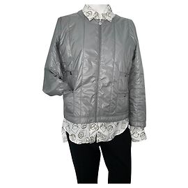 Jaqueta Corta-vento Chanel Cinza Cinza