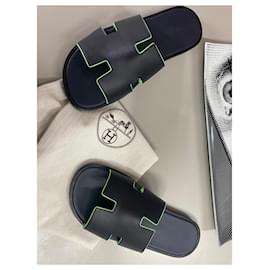 Hermès-new izmir sandals-Black,Green