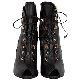 Giuseppe Zanotti-Giuseppe Zanotti Laceup Peep-toe Ankle Boots-Black