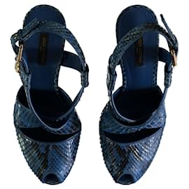 Louis Vuitton-Louis Vuitton Snakeskin Peep-toe Platform Sandals-Multiple colors