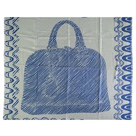 Lenço Louis Vuitton azul e branco com estampa Alma Outro Impressão em python