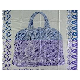 Louis Vuitton-Louis Vuitton Blue and White Alma Print Scarf-Other,Python print