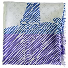 Louis Vuitton-Louis Vuitton Blue and White Alma Print Scarf-Other,Python print