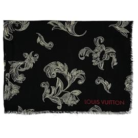 Louis Vuitton-Schwarz-weißer Schal mit Blumenmuster von Louis Vuitton-Mehrfarben