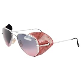 Roberto Cavalli-Roberto Cavalli Aviator Snakeskin Sunglasses-Pink