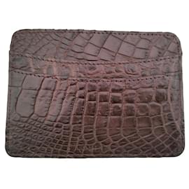 Autre Marque-Crocodile card holder-Brown