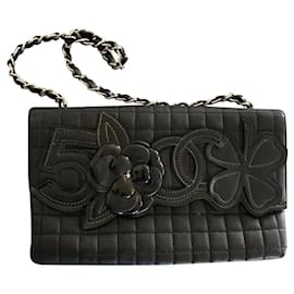 Chanel-Chanel camellia number 5 flap bag-Black,Silver hardware