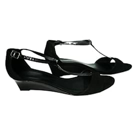 Autre Marque-PASTELLE Black suede wedge sandals T40 Eur-Black