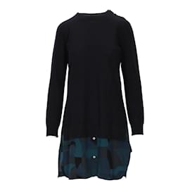 Louis Vuitton Pulloverkleid mit gemusterter Seide Blau Marineblau