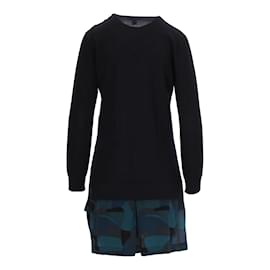Louis Vuitton-Louis Vuitton Sweater Dress with Pattern Silk -Blue,Navy blue