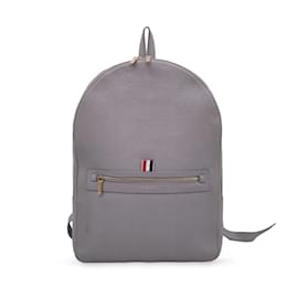 Thom Browne Grey Pebble Grain Leather Classic Backpack Bag Grey