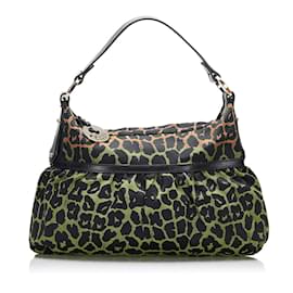 Fendi-Leopard Print Canvas Hobo Chef 8BR448-Brown