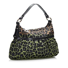Fendi-Leopard Print Canvas Hobo Chef 8BR448-Brown
