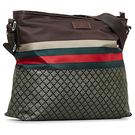 Gucci-Gucci Brown Diamante Web Crossbody-Brown,Other