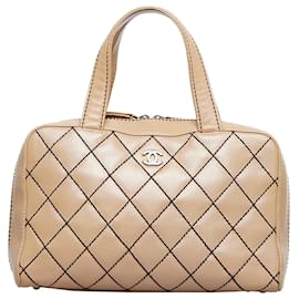 Chanel-Chanel Brown CC Wild Stitch Handbag-Brown,Beige