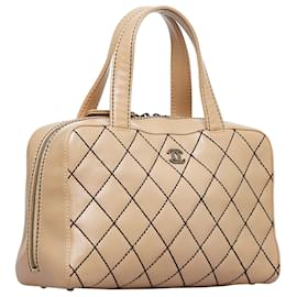 Chanel-Chanel Brown CC Wild Stitch Handbag-Brown,Beige