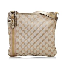 Gucci-GG Canvas Jolicoeur Crossbody Bag 144383-Brown
