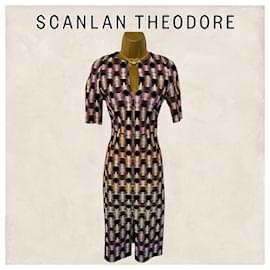 Autre Marque-Scanlan Theodore Graues und mehrfarbiges Scuba-Kleid mit geometrischem Druck UK 8 US 4 EU 36 UVP £562-Mehrfarben