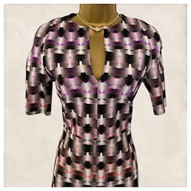 Autre Marque-Scanlan Theodore Grey & Multicoloured Geometric Print Scuba Dress UK 8 US 4 EU 36 RRP £562-Multiple colors
