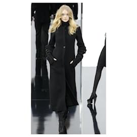 Chanel-CC Button Maxi Tweed Coat-Black