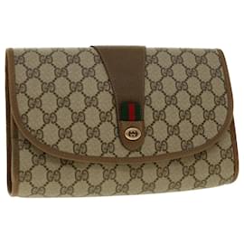 Gucci-GUCCI GG Canvas Web Sherry Line Clutch Bag Beige Red Green 89.01.030 auth 40342-Red,Beige,Green