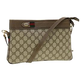 Gucci-GUCCI GG Canvas Web Sherry Line Shoulder Bag Beige Red Green Auth 40341-Red,Beige,Green