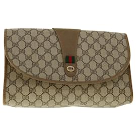 Gucci-GUCCI GG Canvas Web Sherry Line Clutch Bag Beige Red Green 89.01.031 Auth uy099-Red,Beige,Green